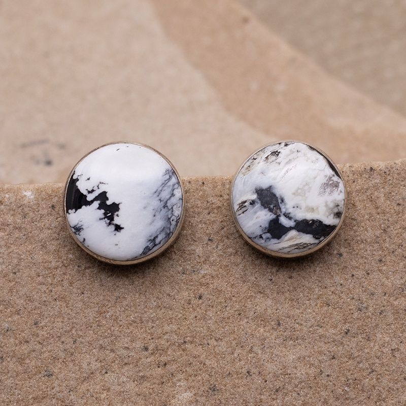 Round White Buffalo Stone Large Studs