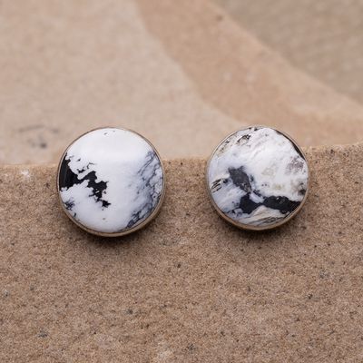 Round White Buffalo Stone Large Studs