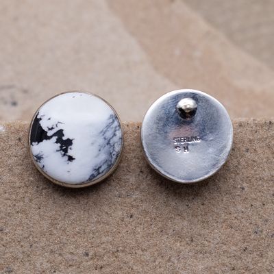 Round White Buffalo Stone Large Studs