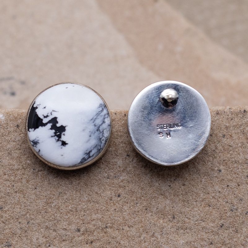 Round White Buffalo Stone Large Studs