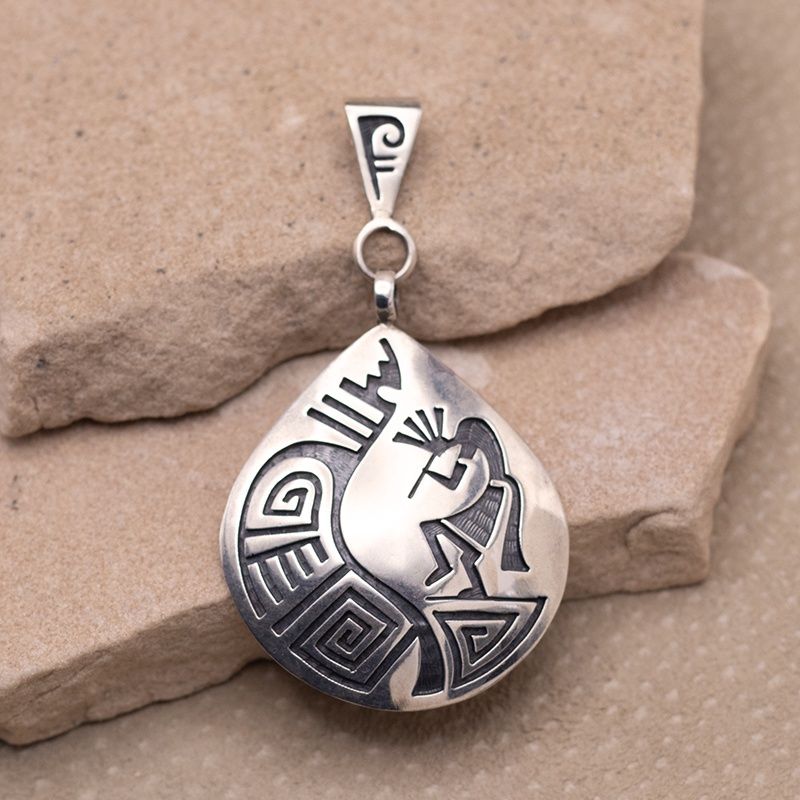 Large Kokopelli Overlay Pendant with