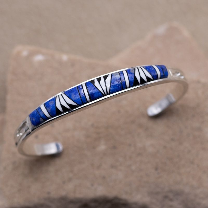 Lapis &amp; White Buffalo Inlaid Cuff by C. Lincoln