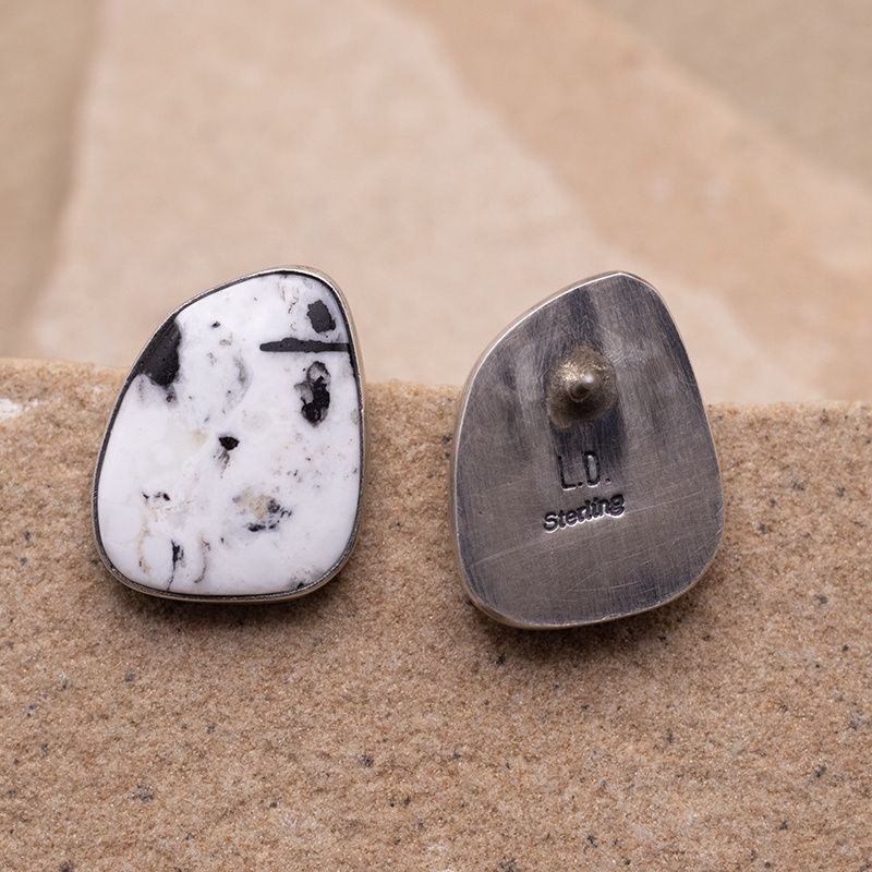 Unique Shape White Buffalo Stone Earring