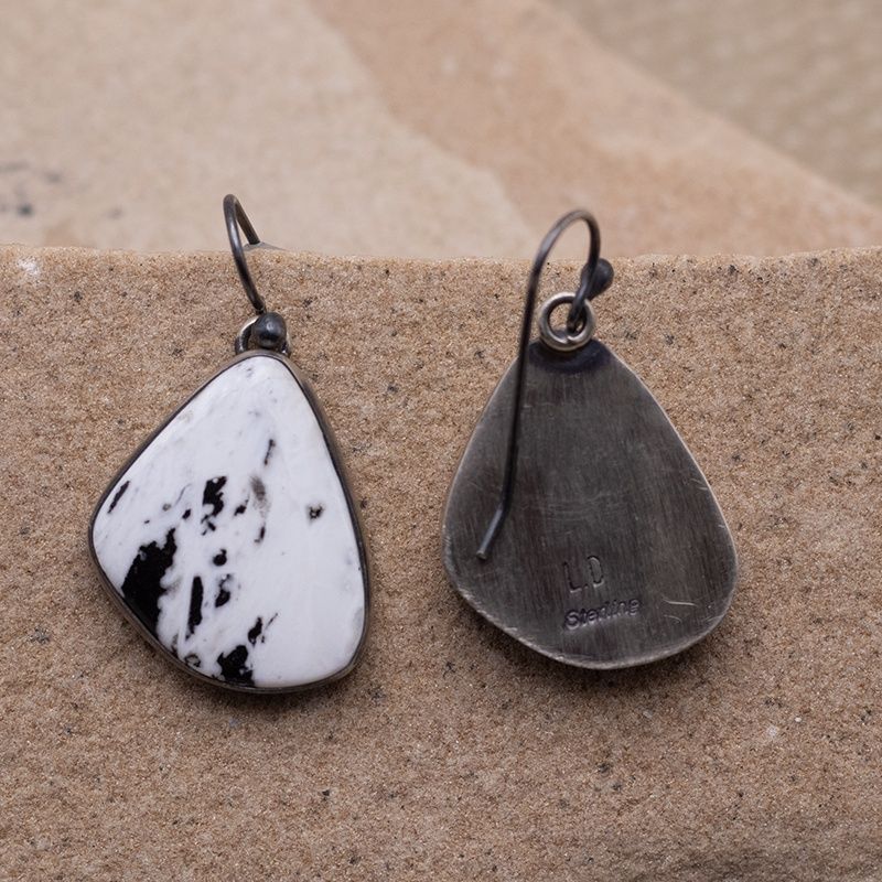 Oblong White Buffalo Dangle Earrings