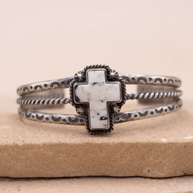White Buffalo Cross Bracelet by D. Wylie