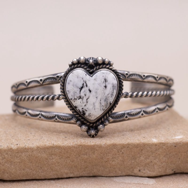 Small White Buffalo Heart Bracelet by D. Wylie
