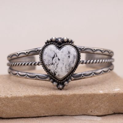 Small White Buffalo Heart Bracelet by D. Wylie
