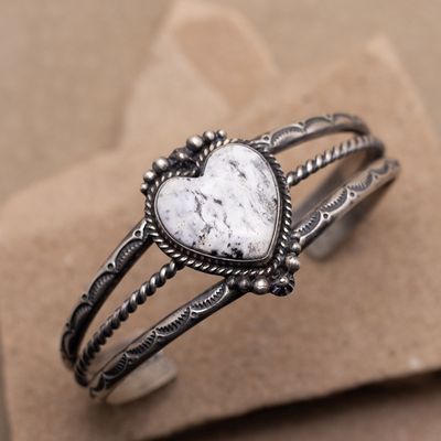 Small White Buffalo Heart Bracelet by D. Wylie