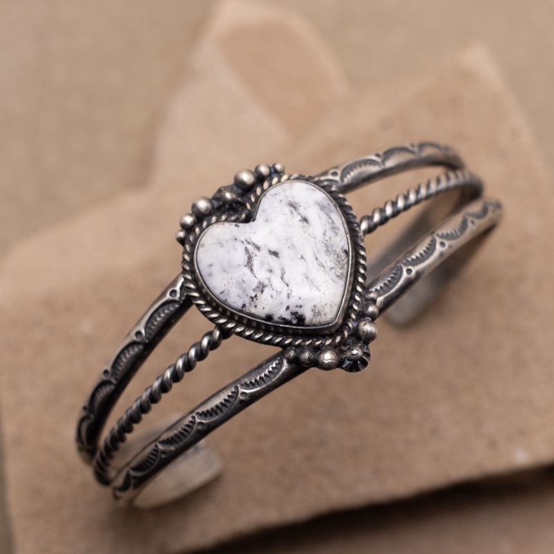 Small White Buffalo Heart Bracelet by D. Wylie