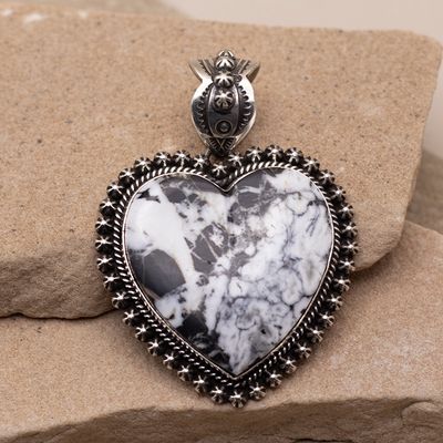 Extra Large White Buffalo Heart Pendant by Happy Piasso
