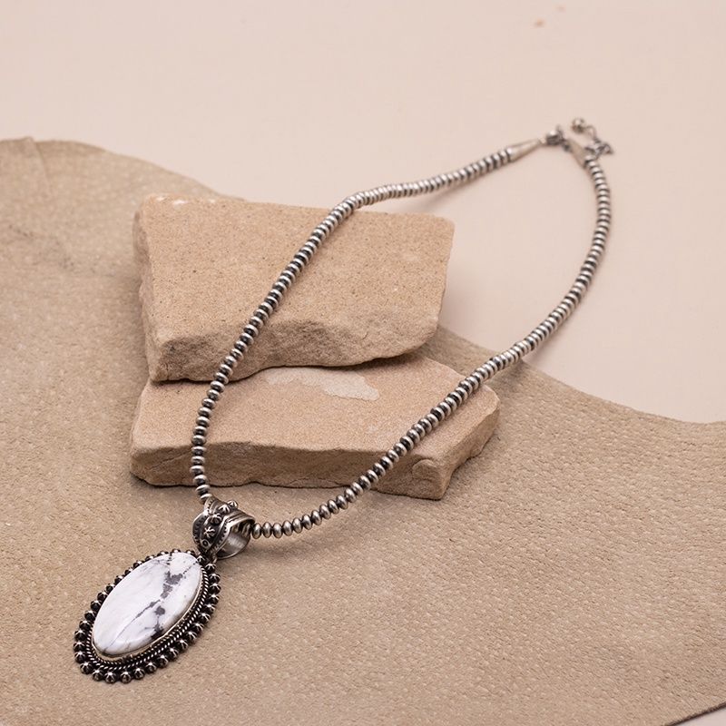 Happy Piasso White Buffalo Oval Pendant