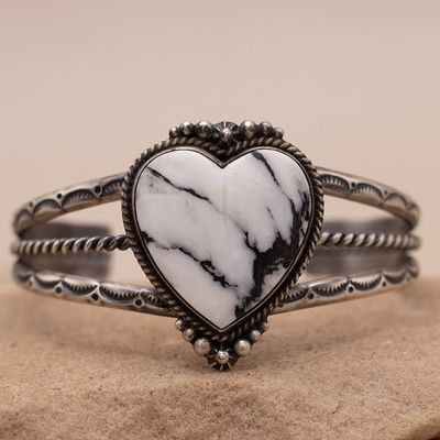 Large White Buffalo Heart Bracelet by D. Wylie