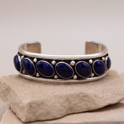 7 Stone Lapis Cuff by Marc Anita