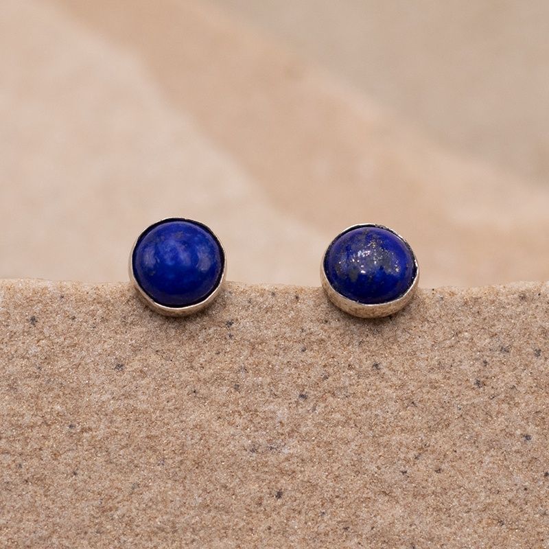Simple Lapis Stud Earrings