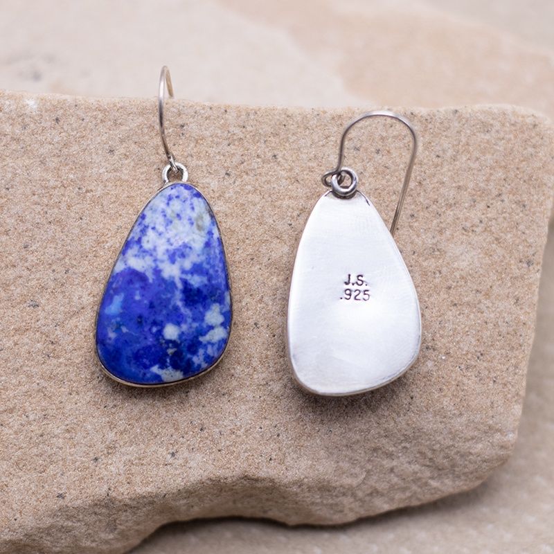 Single Stone Lapis Dangle Earrings