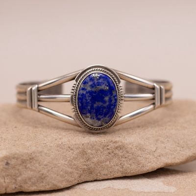 Single Stone Denim Lapis Cuff