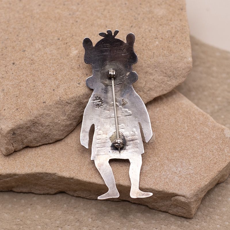 Overlay Style Kokopeli Kachina Brooch