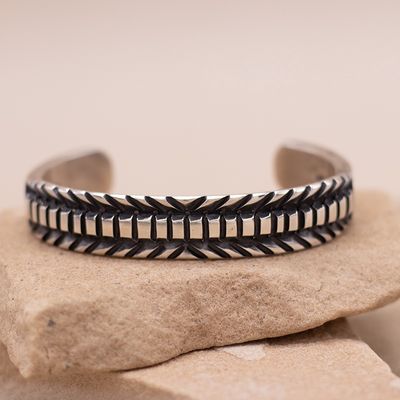 Heavy Stamped Cuff Bracelet by Jared Tahe