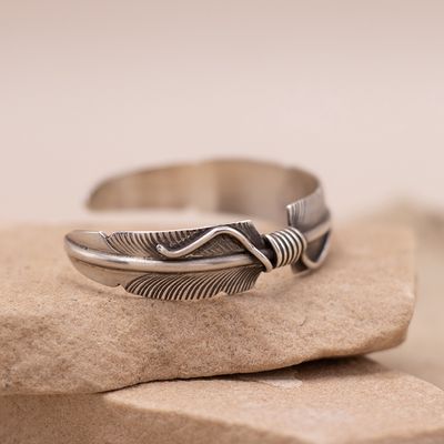 Double Feather Wrap Cuff Bracelet