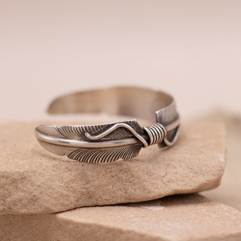 Double Feather Wrap Cuff Bracelet