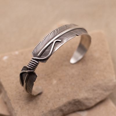 Double Feather Wrap Cuff Bracelet