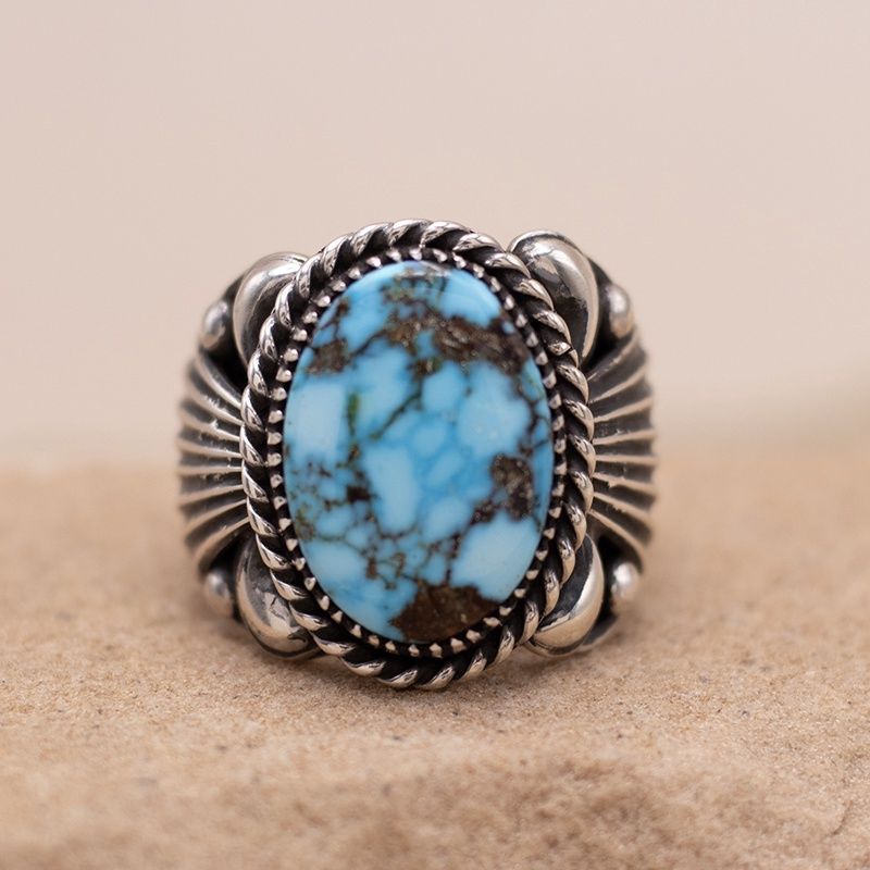 Light Blue Kingman Turquoise Ring by Delbert Gordon