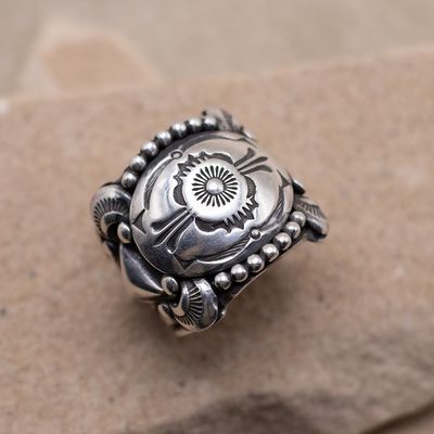 Concho Ring with Bead Details by Delbert Gordon