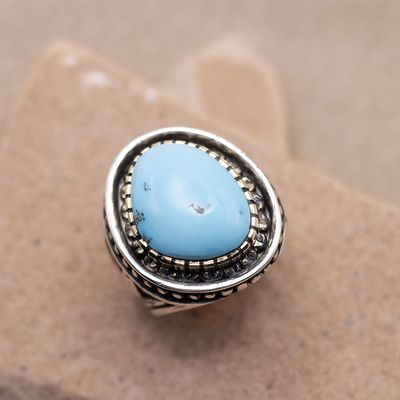 Silver Arrow Heavy Ring with Sleeping Beauty Turquoise