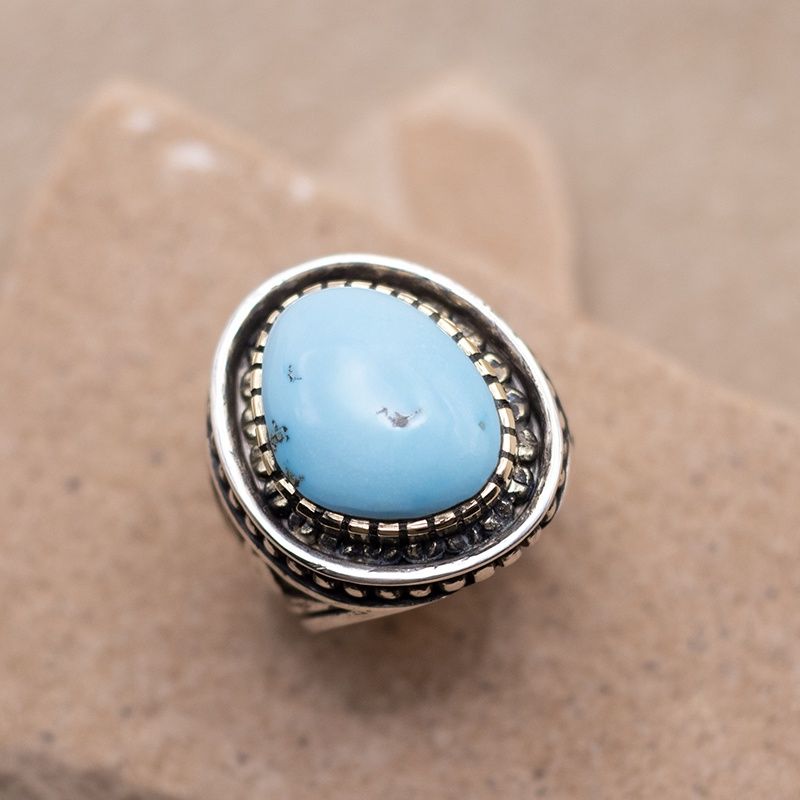 Silver Arrow Heavy Ring with Sleeping Beauty Turquoise