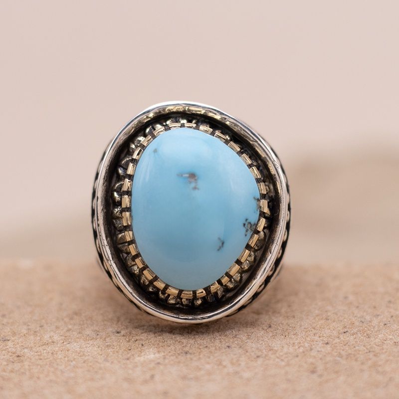 Silver Arrow Heavy Ring with Sleeping Beauty Turquoise