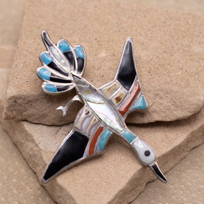 Vintage Inlaid Duck Brooch