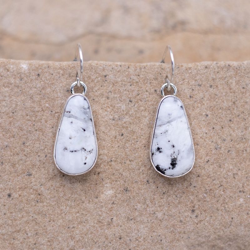 Simple Teardrop White Buffalo Dangle Earrings