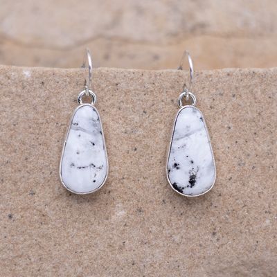 Simple Teardrop White Buffalo Dangle Earrings