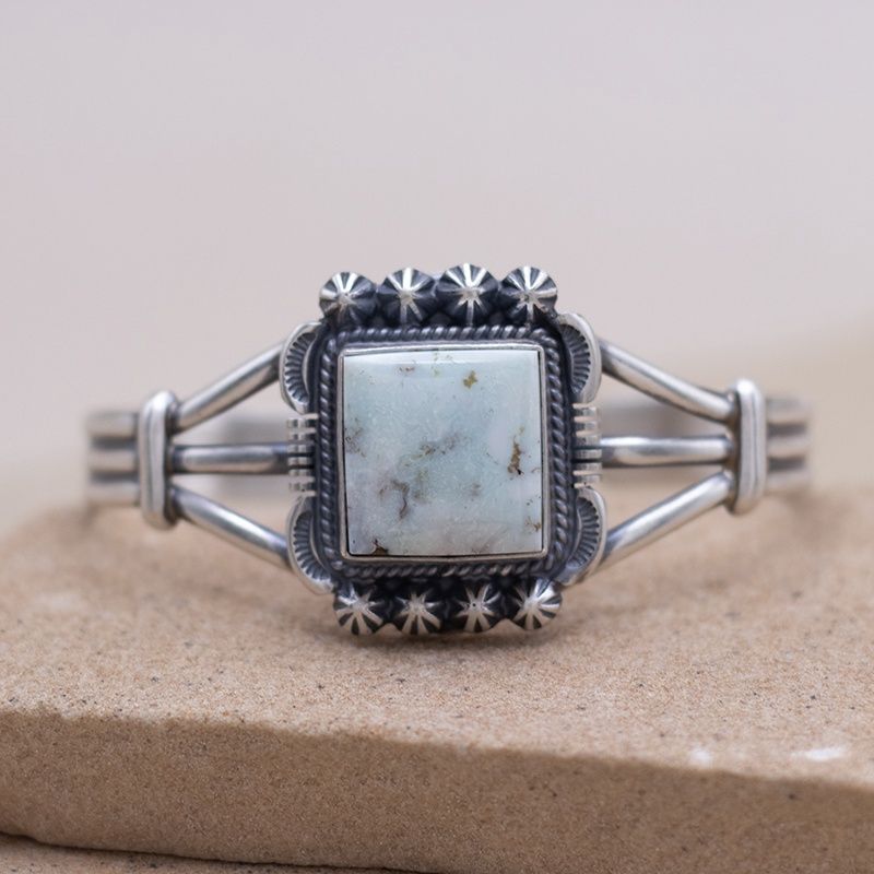 Split Wire Square Stone Dry Creek Cuff