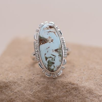Oval sawcut ring w/ Dry Creek Turquoise