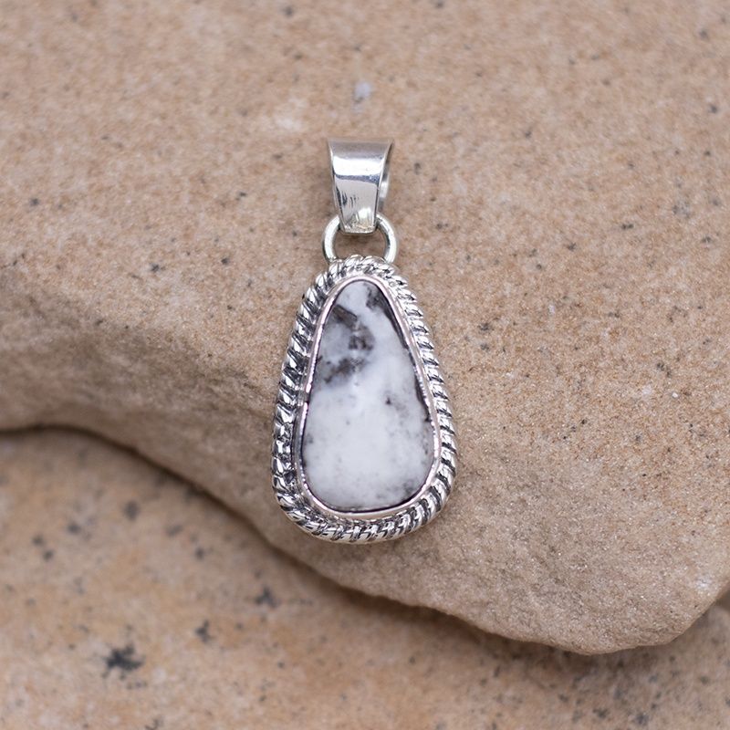 Small White Buffalo Pendant w/ Twist Wire Detail