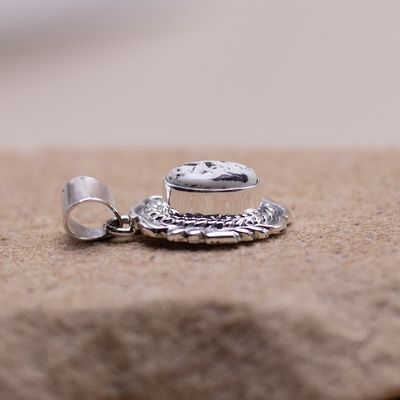 Small White Buffalo Pendant w/ Twist Wire Detail