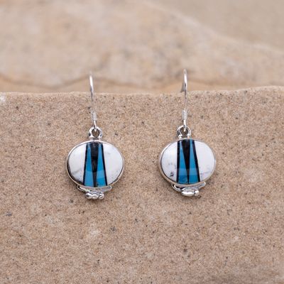 Dangle White Buffalo &amp; Turquoise Inlay Earrings