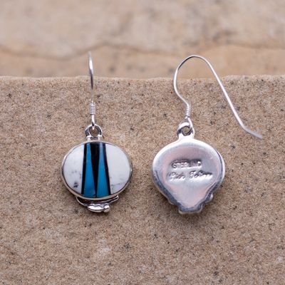 Dangle White Buffalo &amp; Turquoise Inlay Earrings