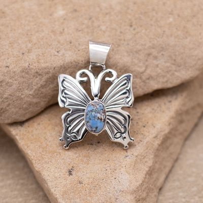 Butterfly Pendant w/ Golden Hills Turquoise