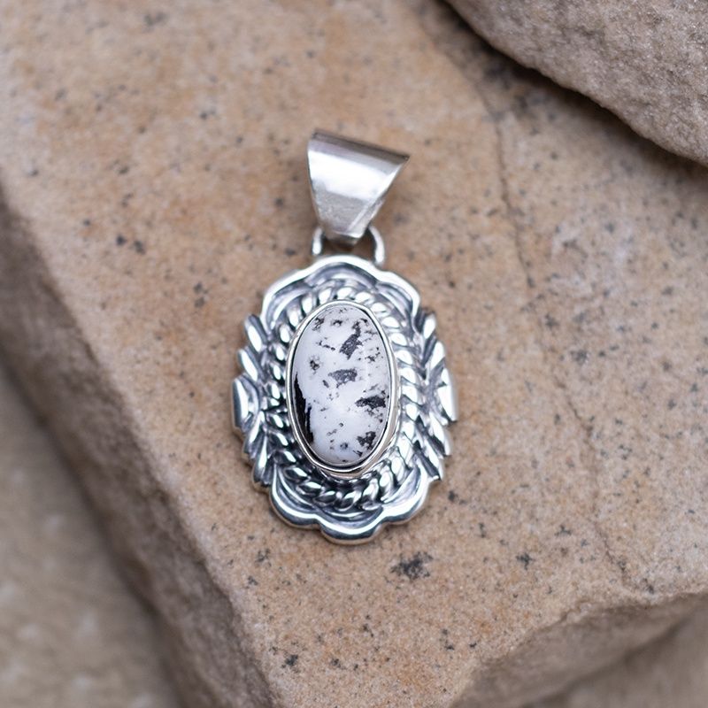 White Buffalo Pendant w/ Stamp Details