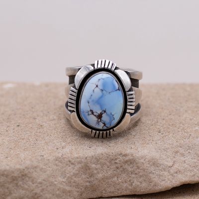 Heavy Golden Hills Turquoise Ring by C. Willie