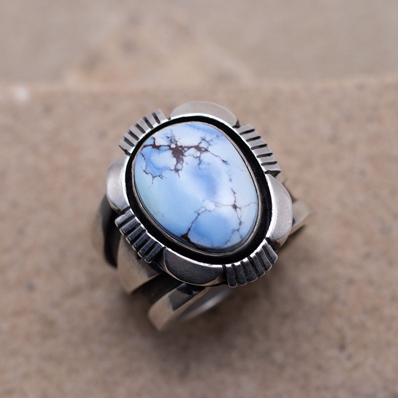 Heavy Golden Hills Turquoise Ring by C. Willie