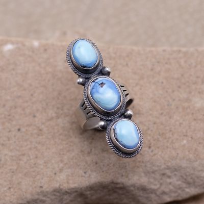 Three Stone Golden Hills Turquoise Ring