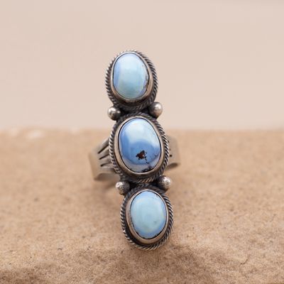Three Stone Golden Hills Turquoise Ring