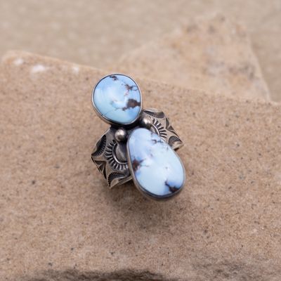 Two Stone Adjustable Golden Hills Turquoise Ring by Bernyse Chavez