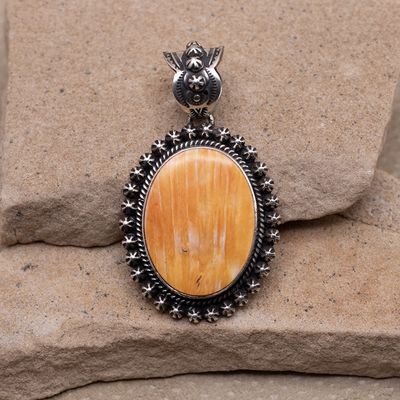 Oval Orange Spiny Oyster Shot Pendant by Happy Piasso