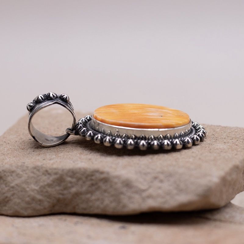 Oval Orange Spiny Oyster Shot Pendant by Happy Piasso
