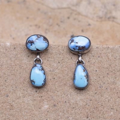 Two Stone Golden Hills Turquoise Dangle Earrings