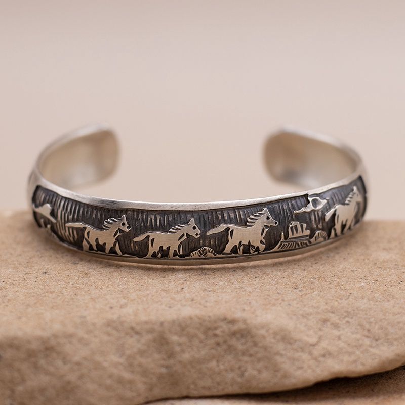 Horse Scene Storyteller Cuff Bracelet